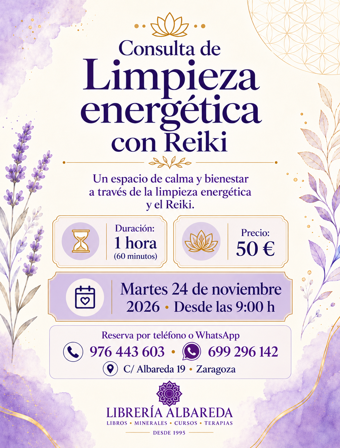 Cartel de limpieza energética y Reiki-3
